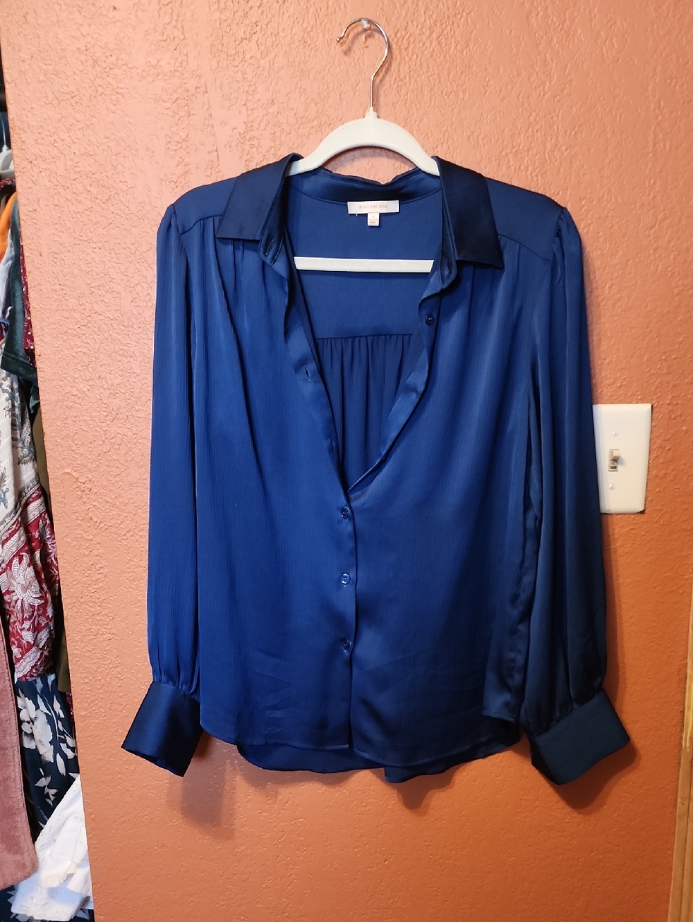 Skies Are Blue -Satin Button-Down Blouse in Aqua Blue